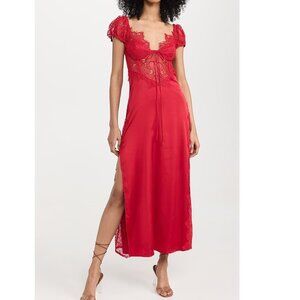 NWT $279 Sold out! FOR LOVE AND LEMONS CASEY RED MAXI DRESS SIZE L Slip dress